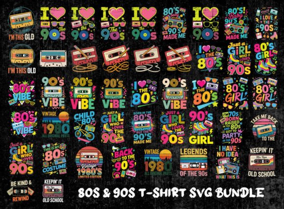 Download Retro 80s &amp; 90s Quotes Shirt SVG Bundle - Quote Collection